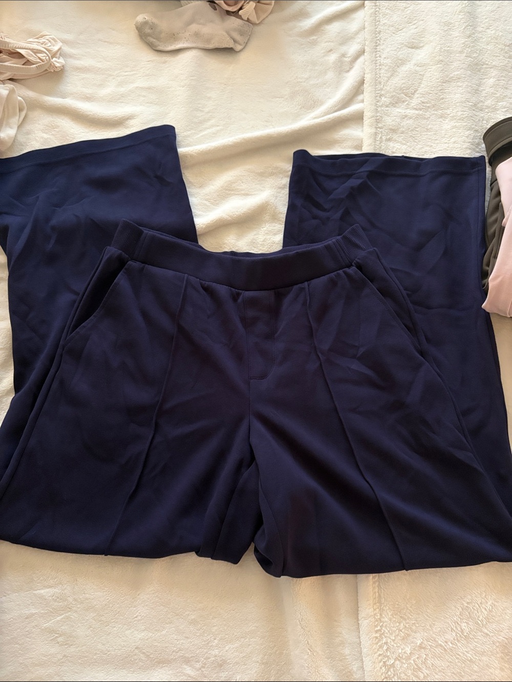 aerie Navy Wide-Leg Pull-On Pants